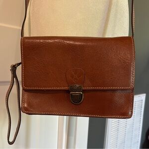 Patricia Nash Brown Leather Crossbody Bag with Adjustable Strap